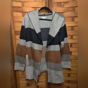 Maurices striped hooded sweater pockets Navy Rust Gray Taupe Womens XXL PLUS